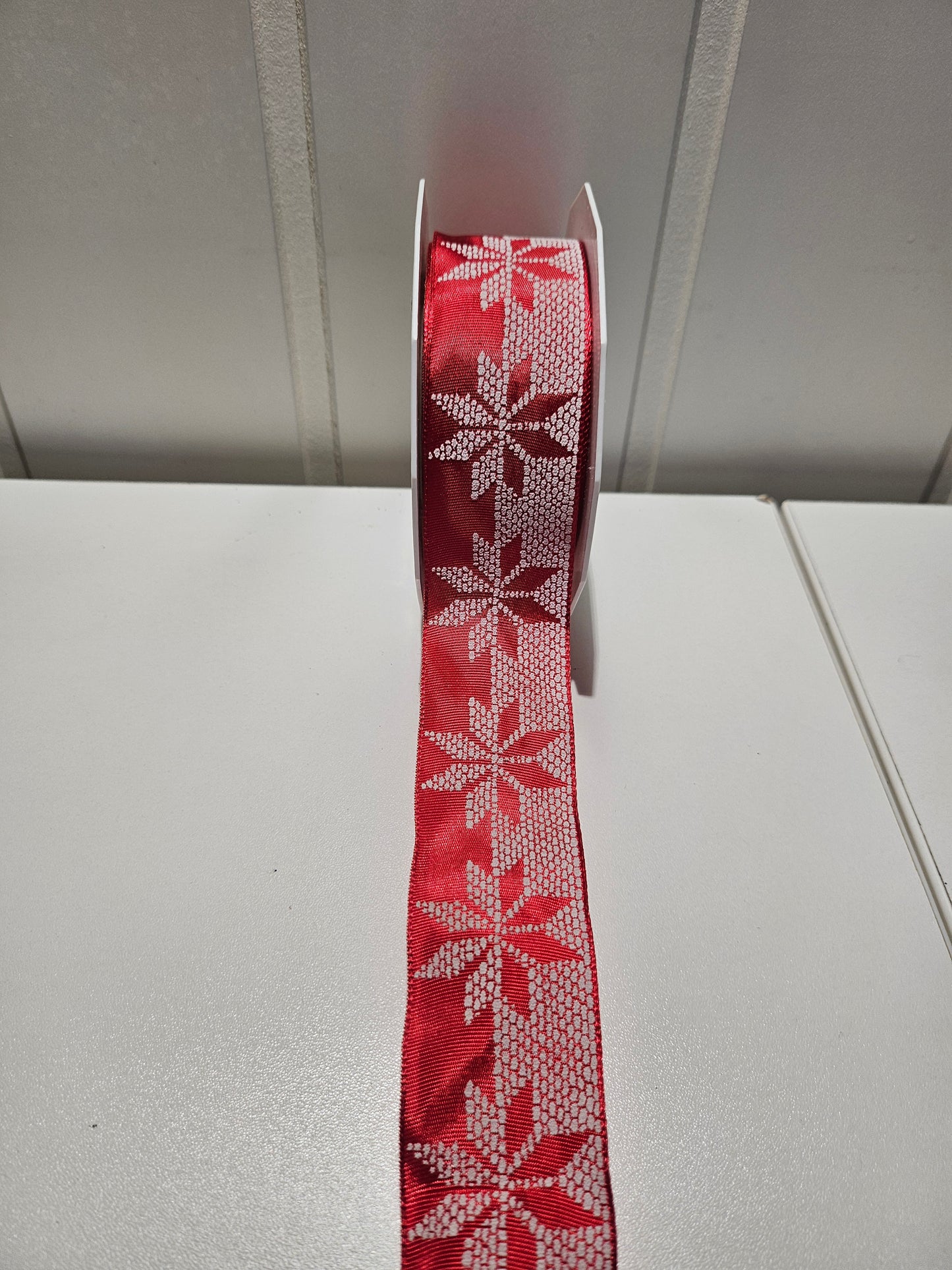Prasent silkebånd Norwegen rød\hvit 40 mm - 20m