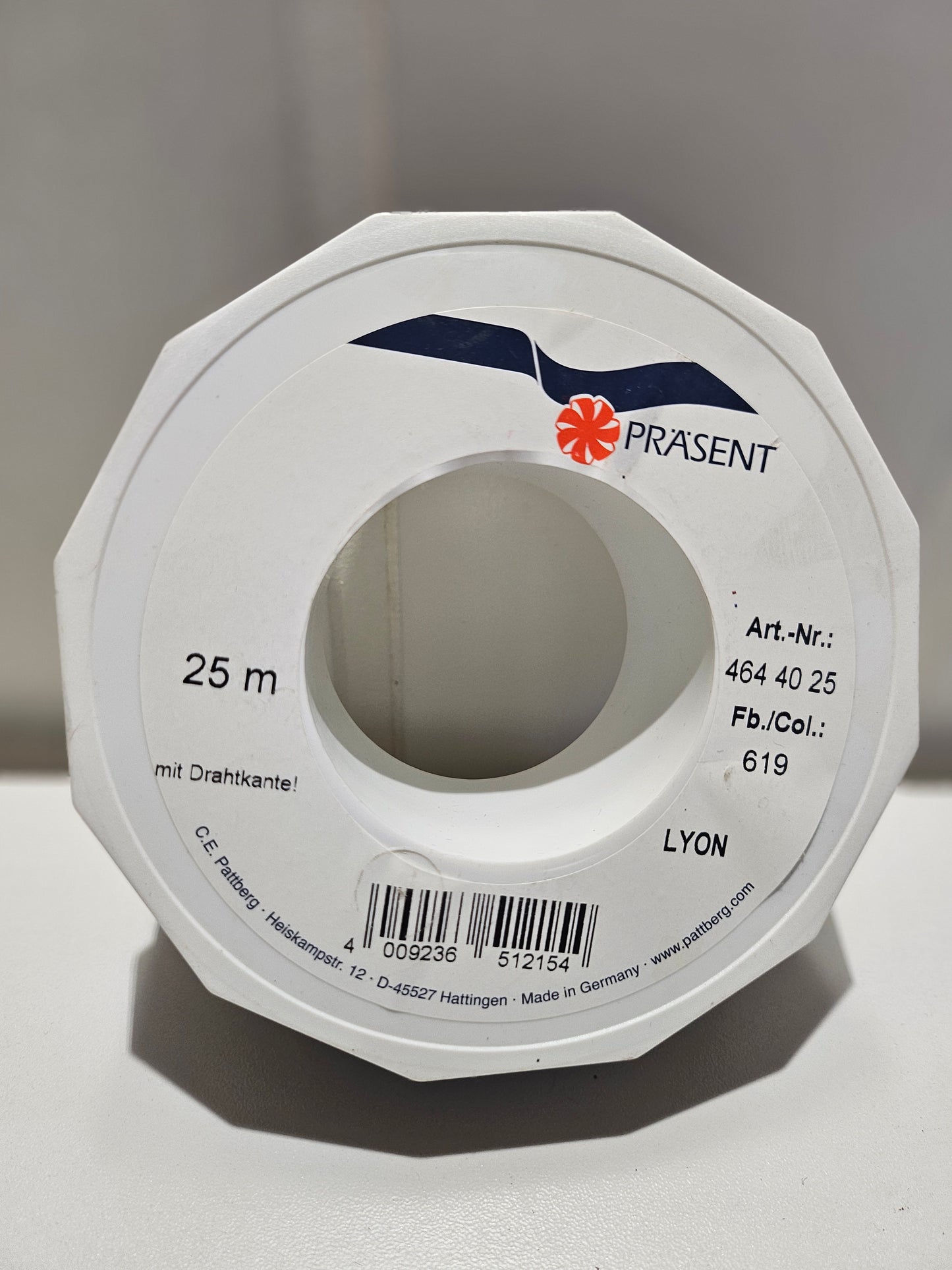 Prasent silkebånd Lyon mørk rød 40 mm - 25m