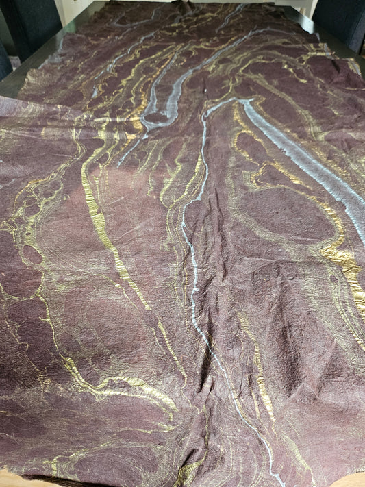 Dekostoff Organza Papir - brun med mønster - 300 x 45 cm