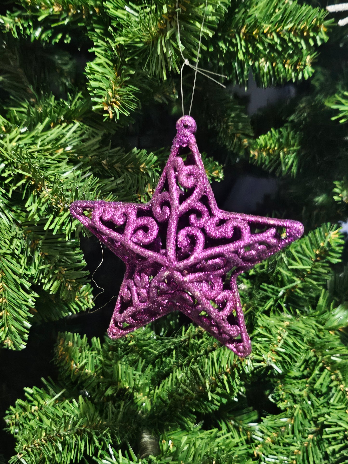 Lilla Stjerne Julepynt 10 cm med Glitter - Juletrepynt