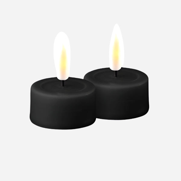 Deluxe homeart LED telys svart 4 x 4,5 cm - 2 stk
