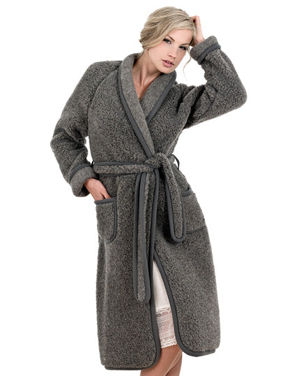 Isa Bee Morgen - badekåpe i 100% Ull - uten hette - Grafitgrå - Unisex
