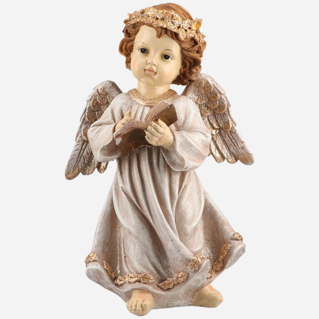 Stor Juleengel med LED Lys 31 cm - Hvit Dekorativ Engel