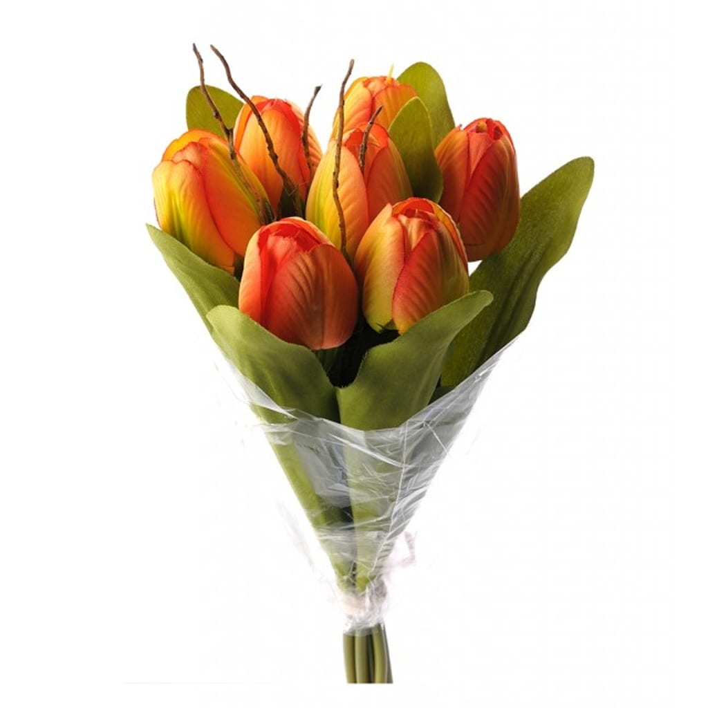 Tulipanbukett 30cm Oransje