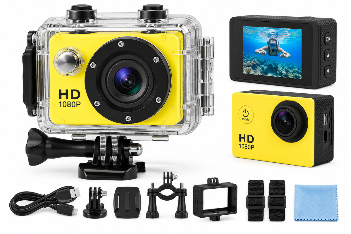 1080P HD Actionkamera med vanntett kamerahus – 10 meter