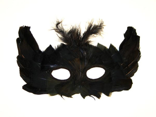 Party Fjærmaske Sort/Hvit - Elegant Maskerademaske