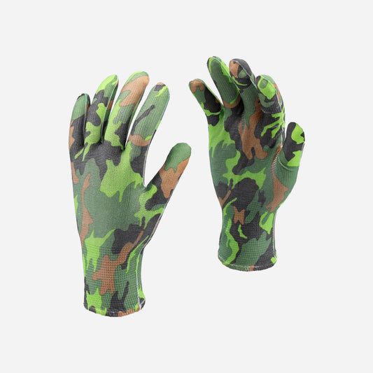 Flo 74113 Hagehansker Camo - Sømløse Polyester Hagehanskker Str 8