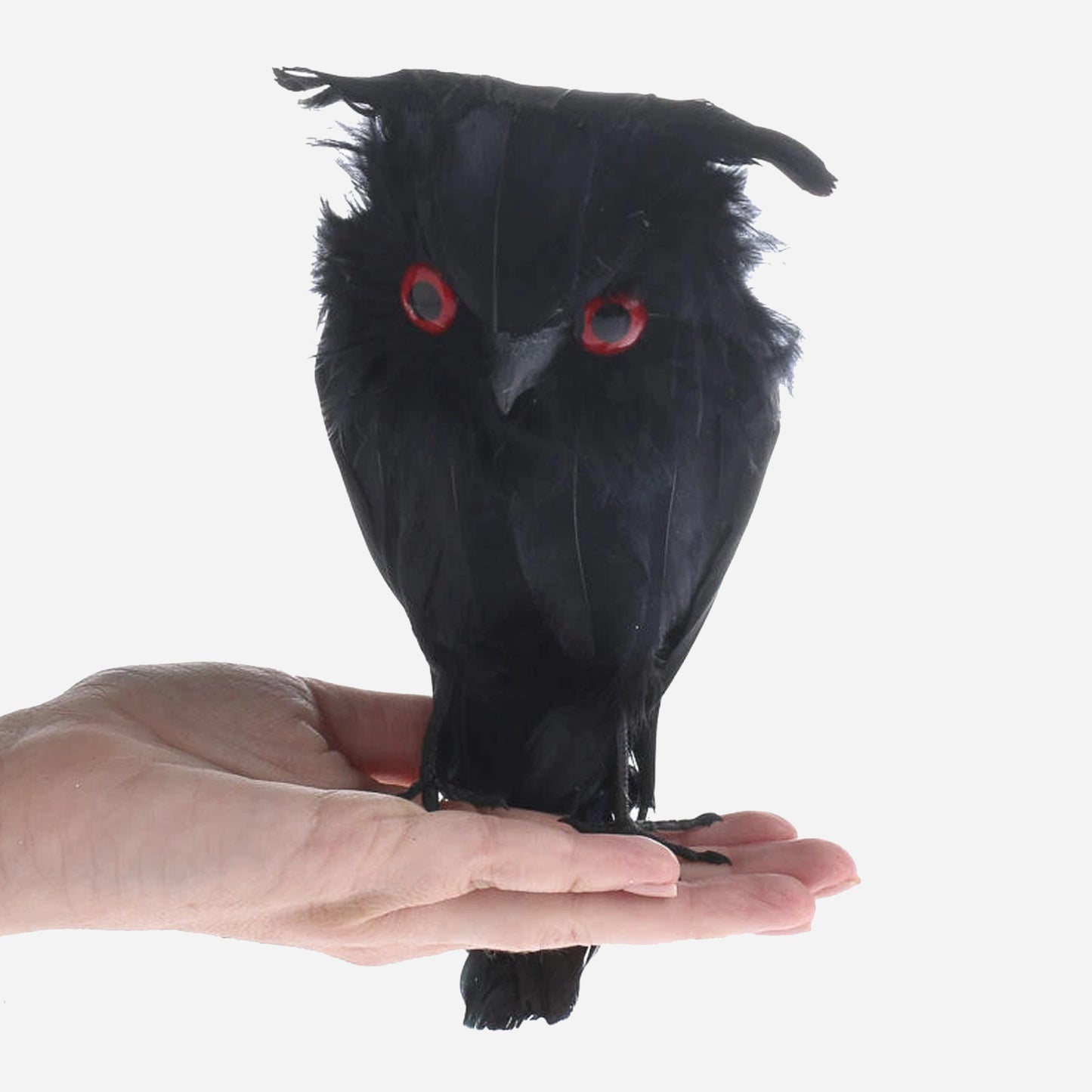 Halloween ugle med rød øyne - 16 cm