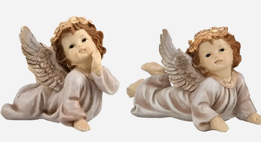 LED Juleengler 2 stk - Hvit med Gull Detaljer