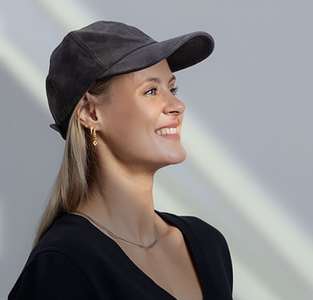 Lulus`s caps i ekte semsket skinn - isblå - unisex