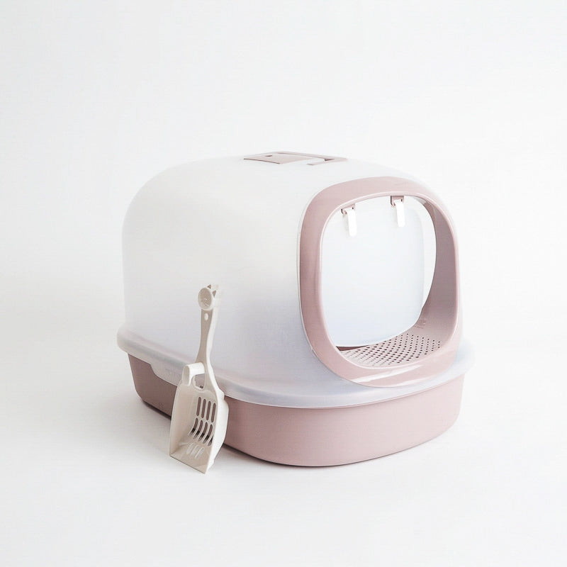 Kattedo med lokk og to innganger, beige