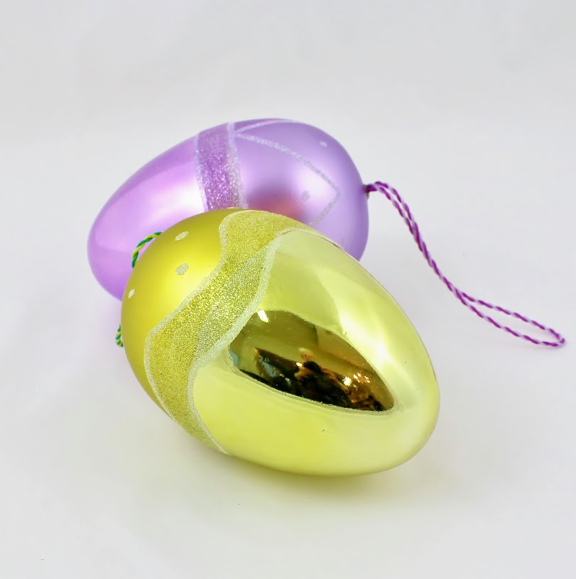 Påskeegg De Lux 20 cm - Gul Påskepynt med Dekor