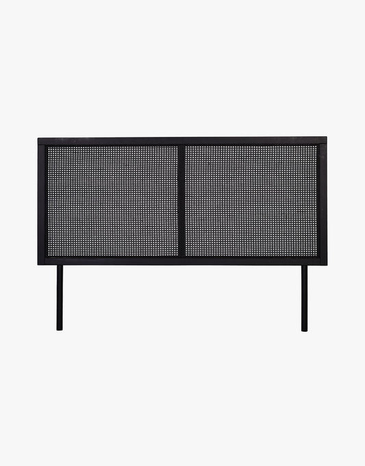 Rattan Sengegavl i sort rotting – 180 x 120 cm