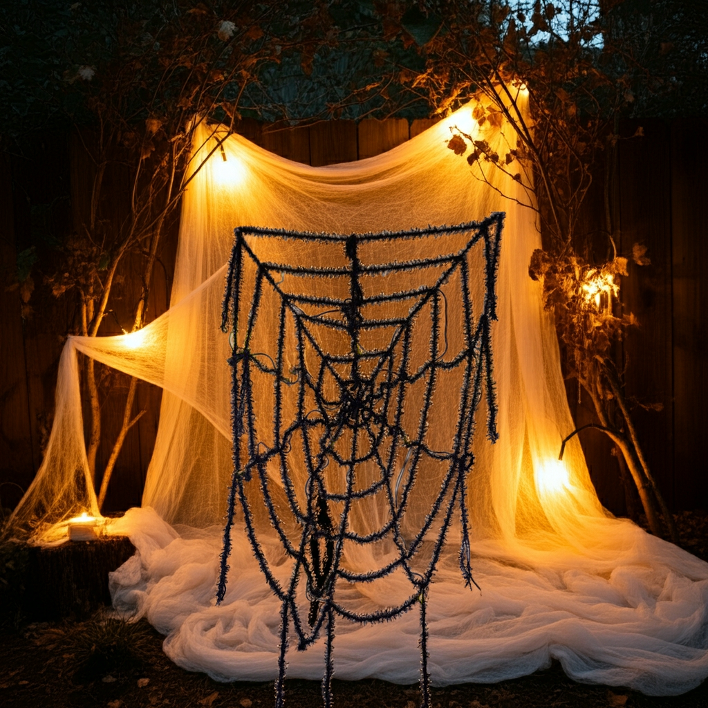 Halloween stort svart edderkoppnett - 200cm