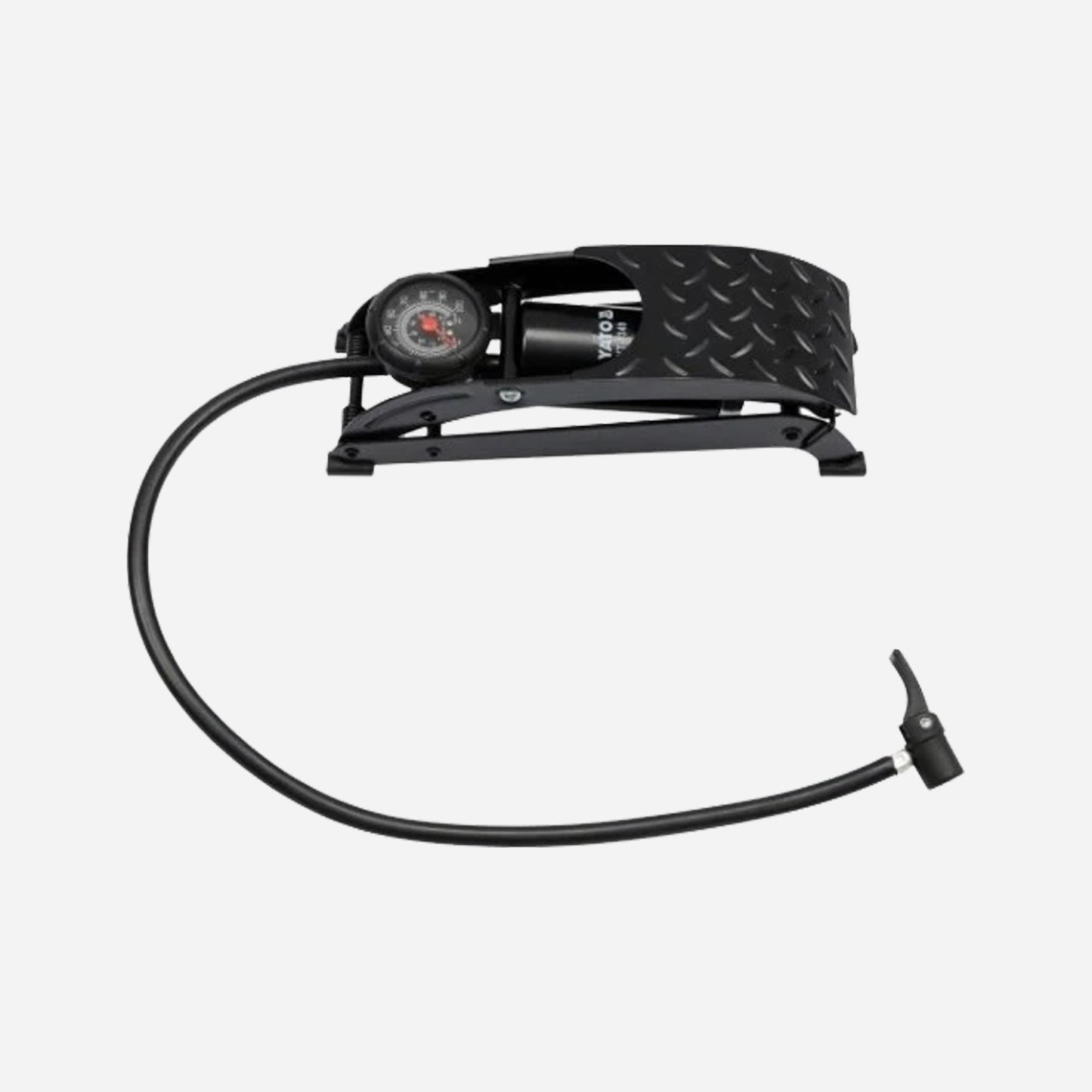 Yato Kraftig fotpumpe - sykkelpumpe med manometeravlesning