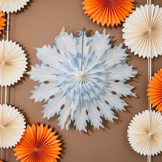 Papirvifte Honeycomb Hvit/Blå 40 cm - Festdekorasjon