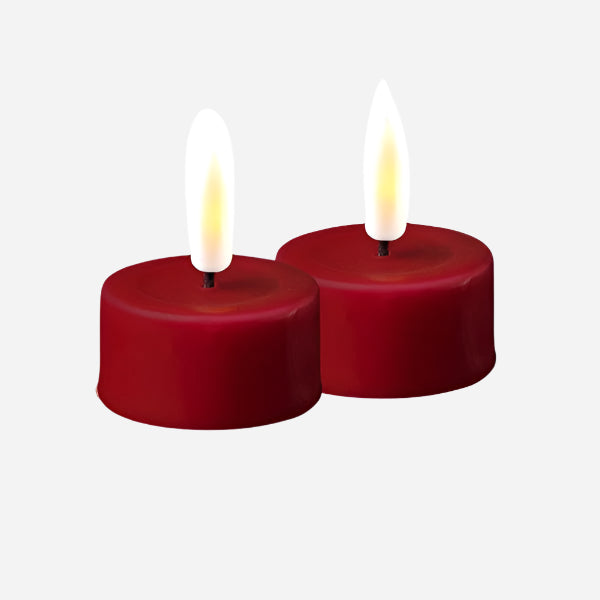 Deluxe homeart LED telys rød 4 x 4,5 cm - 2 stk