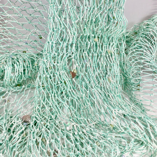 Maritim Fiskegarn med Skjell 200x250 cm - Dekorativt Fiskegarn