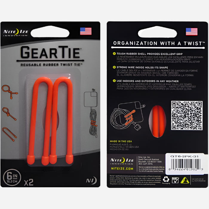Nite Ize Gear tie - vaier - gummibånd 2-pk