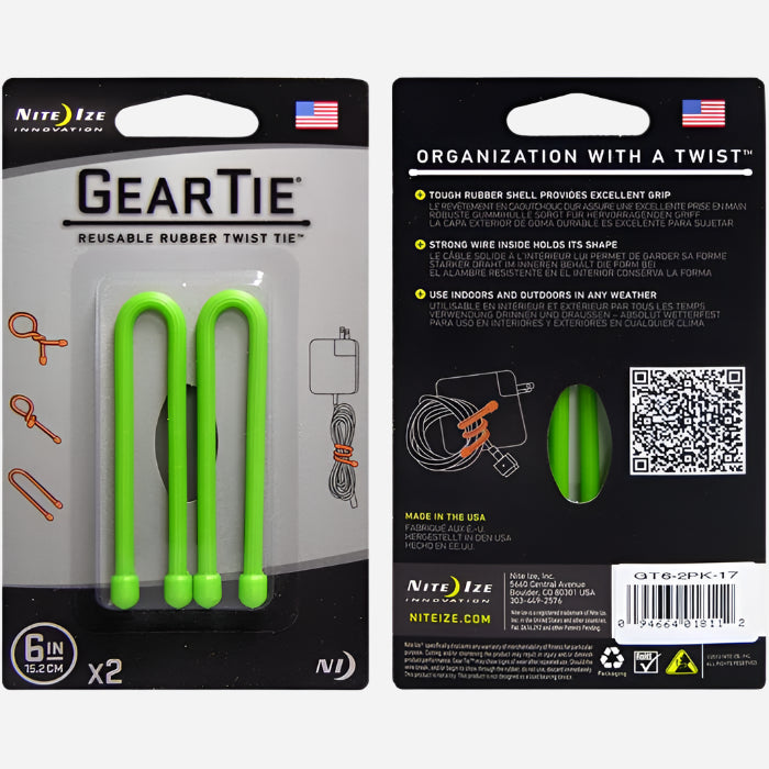 Nite Ize Gear tie - vaier - gummibånd 2-pk