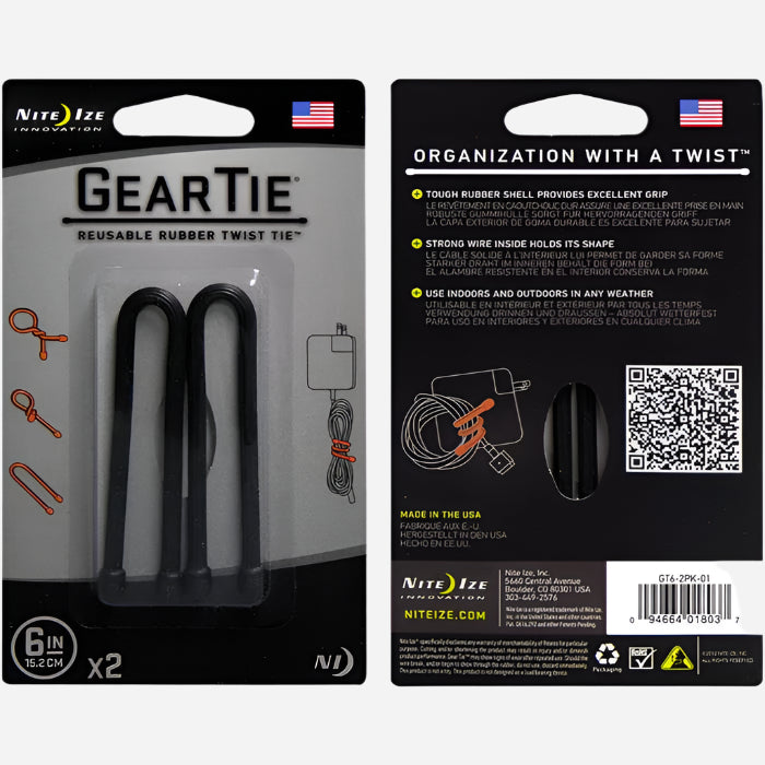 Nite Ize Gear tie - vaier - gummibånd 2-pk