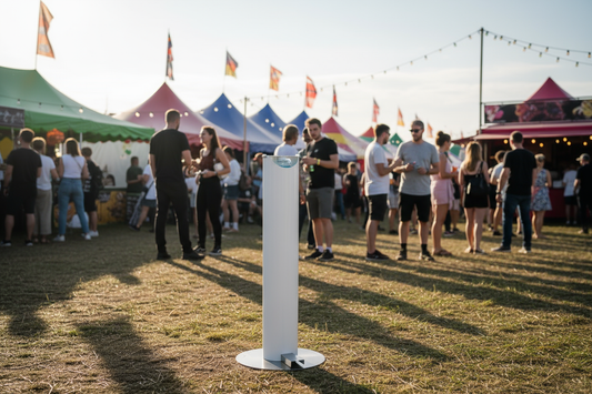 Gulvdispenser på festivalområde