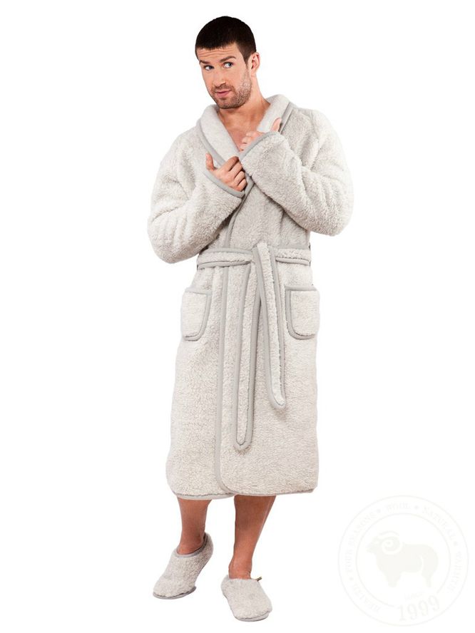 Isa Bee Morgen - badekåpe i 100% Ull - uten hette - Grafitgrå - Unisex