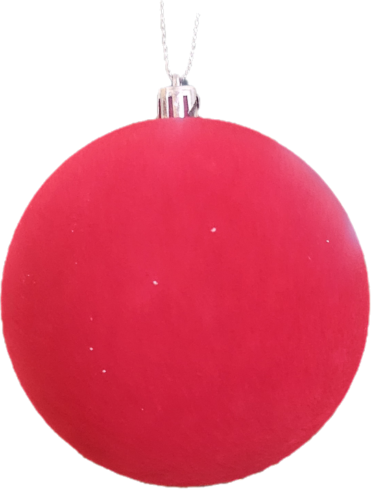 Stor Rød Julekule i Velourstoff 14 cm - Eksklusiv Juletrepynt
