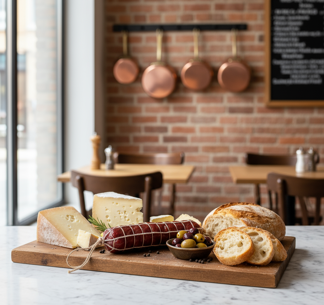 Kunstig salami i restaurantomgivelser