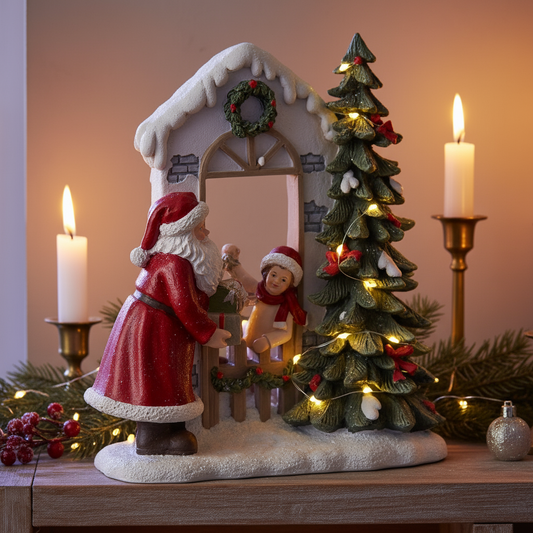 Nissedør nærbilde med juledekor