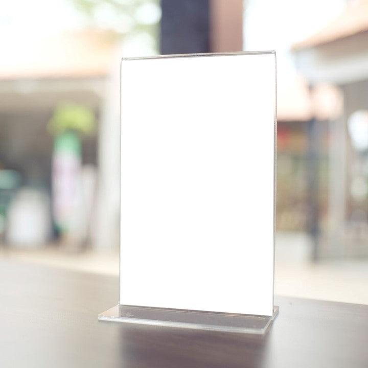 Plakatholder til bord - skiltstativ- display A4 - T-stand