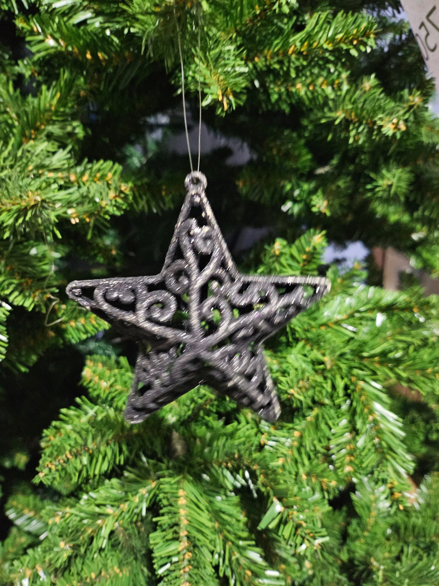 Julekule Stjerne i Sort - 10 cm