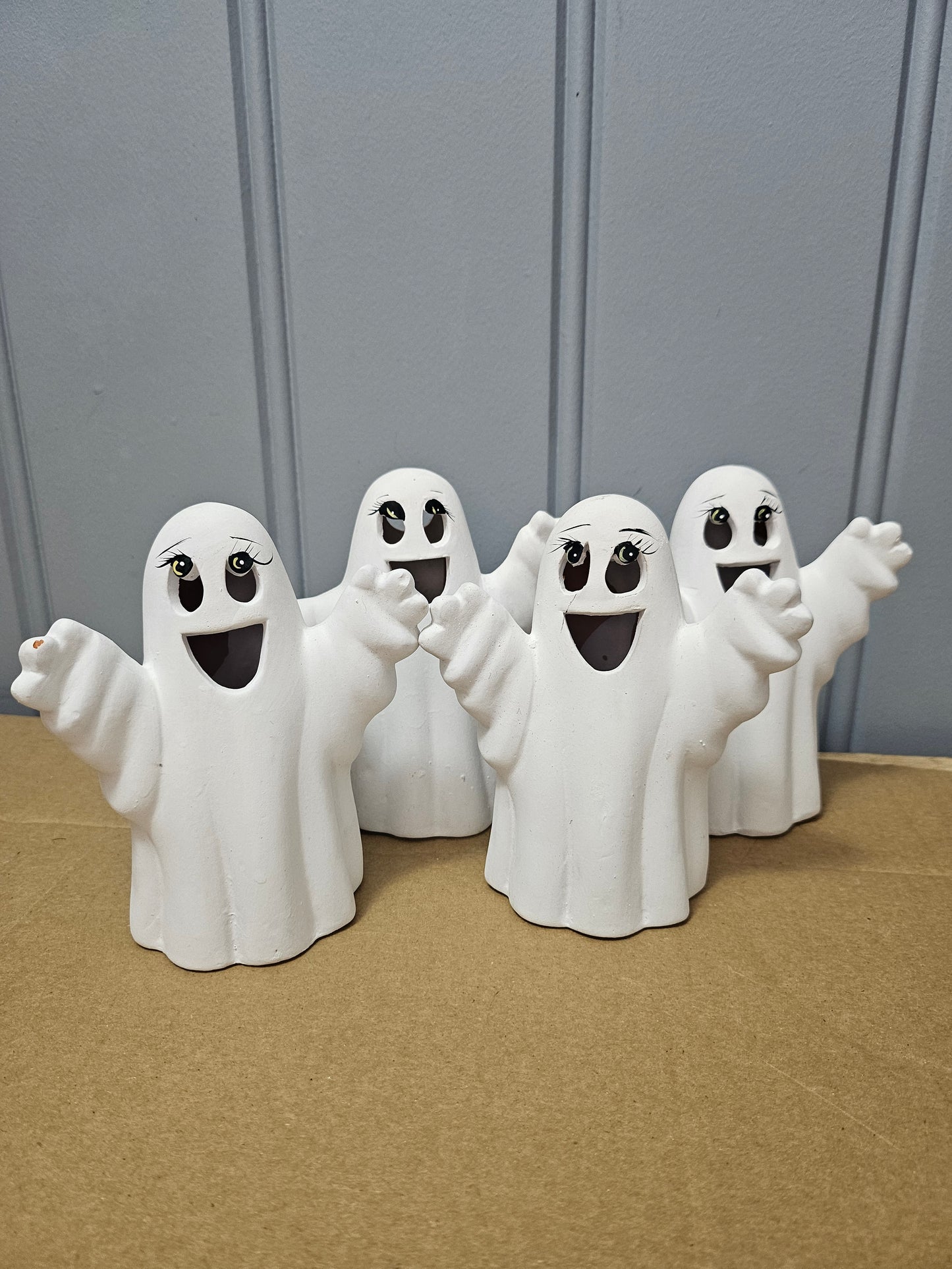 Halloween lykt morsomme spøkelser 12 cm - 4 pk