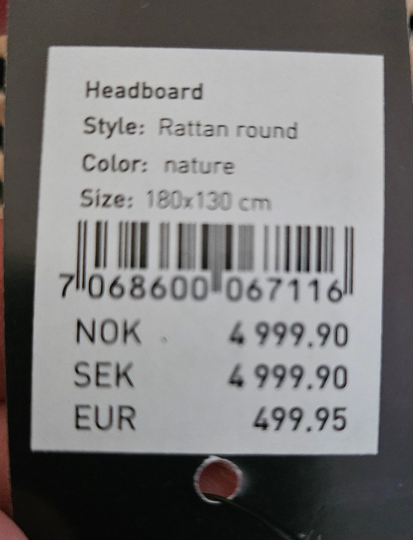 Rattan Sengegavl natur rotting med sort ramme - 180x130 cm