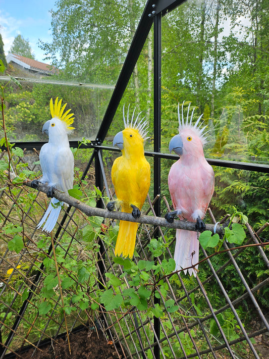 Eksotisk Kakadue Papegøye 35 cm - Realistisk Temadekor med Ekte Fjær