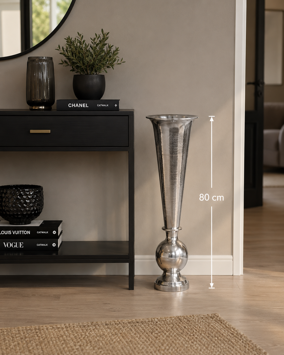 Vase i metall 88 cm høyde