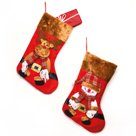 Julesokk i velur med julemotiv – assortert