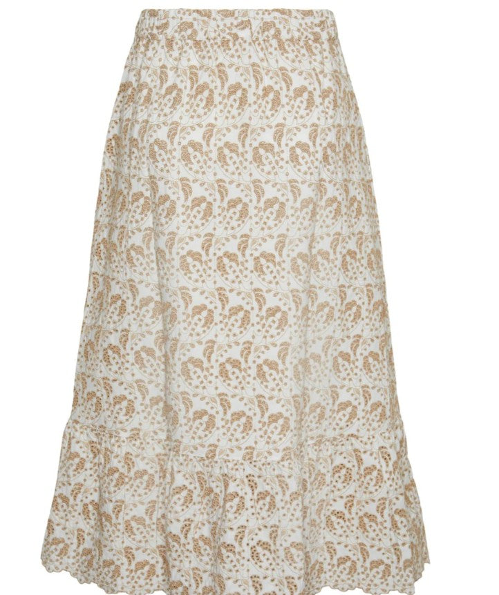Y.A.S Yasaprilla Hw Ankle Skirt Star White - Ankelskjørt