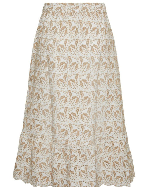 Y.A.S Yasaprilla Hw Ankle Skirt Star White - Ankelskjørt
