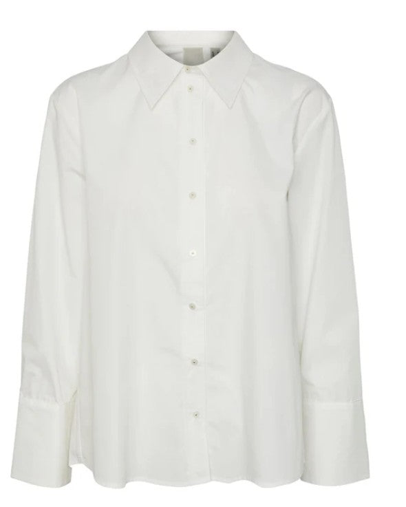 Y.A.S Yasroya Ls Shirt S. - Star White - Skjorte med plisse