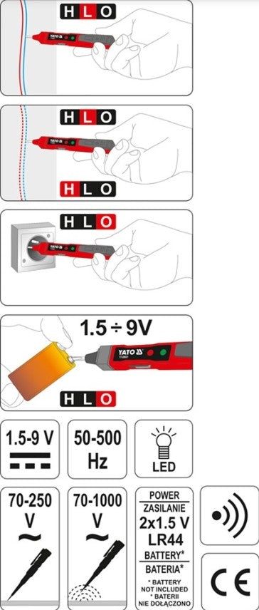 Yato Spenningstester 70-250V 140mm - Måleinstrument for Spenning | Elektriker Verktøy