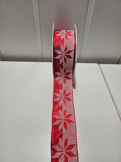 Prasent silkebånd Norwegen rød\hvit 40 mm - 20m