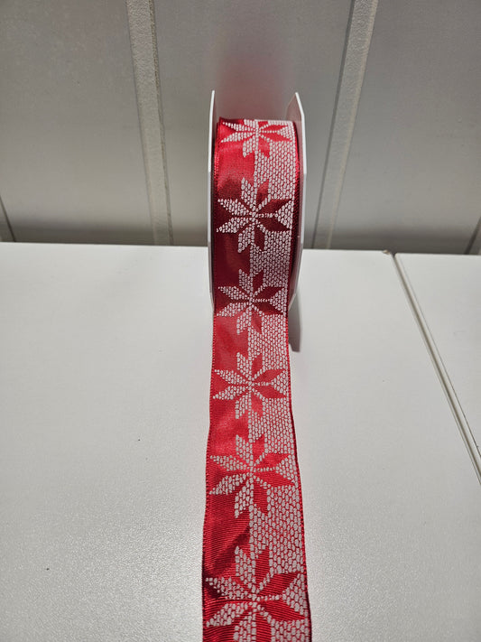 Prasent silkebånd Norwegen rød\hvit 40 mm - 20m