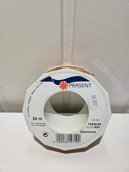 Prasent silkebånd Glenmore gull detaljer 40 mm - 20m