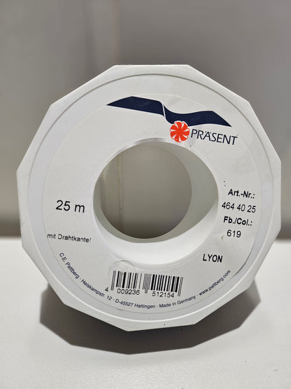Prasent silkebånd Lyon mørk rød 40 mm - 25m