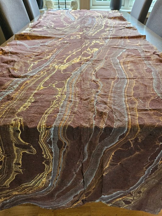 Dekostoff Organza Papir - brun med mønster - 300 x 45 cm