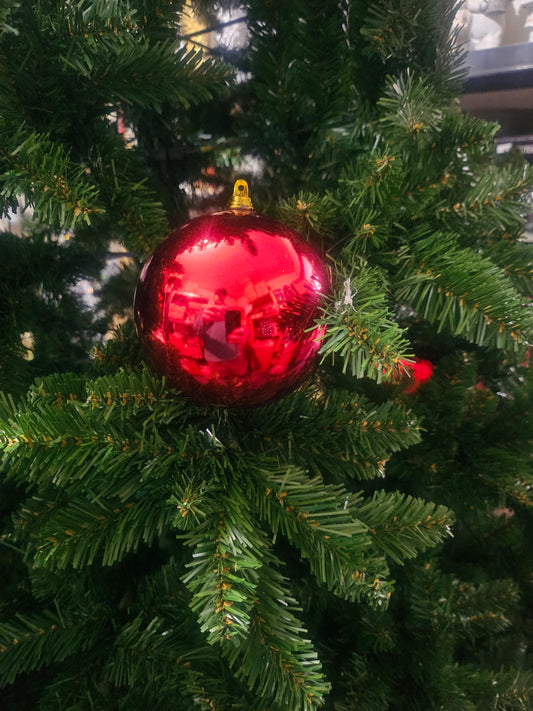 Julekule rød blank - 10 cm - juletrepynt