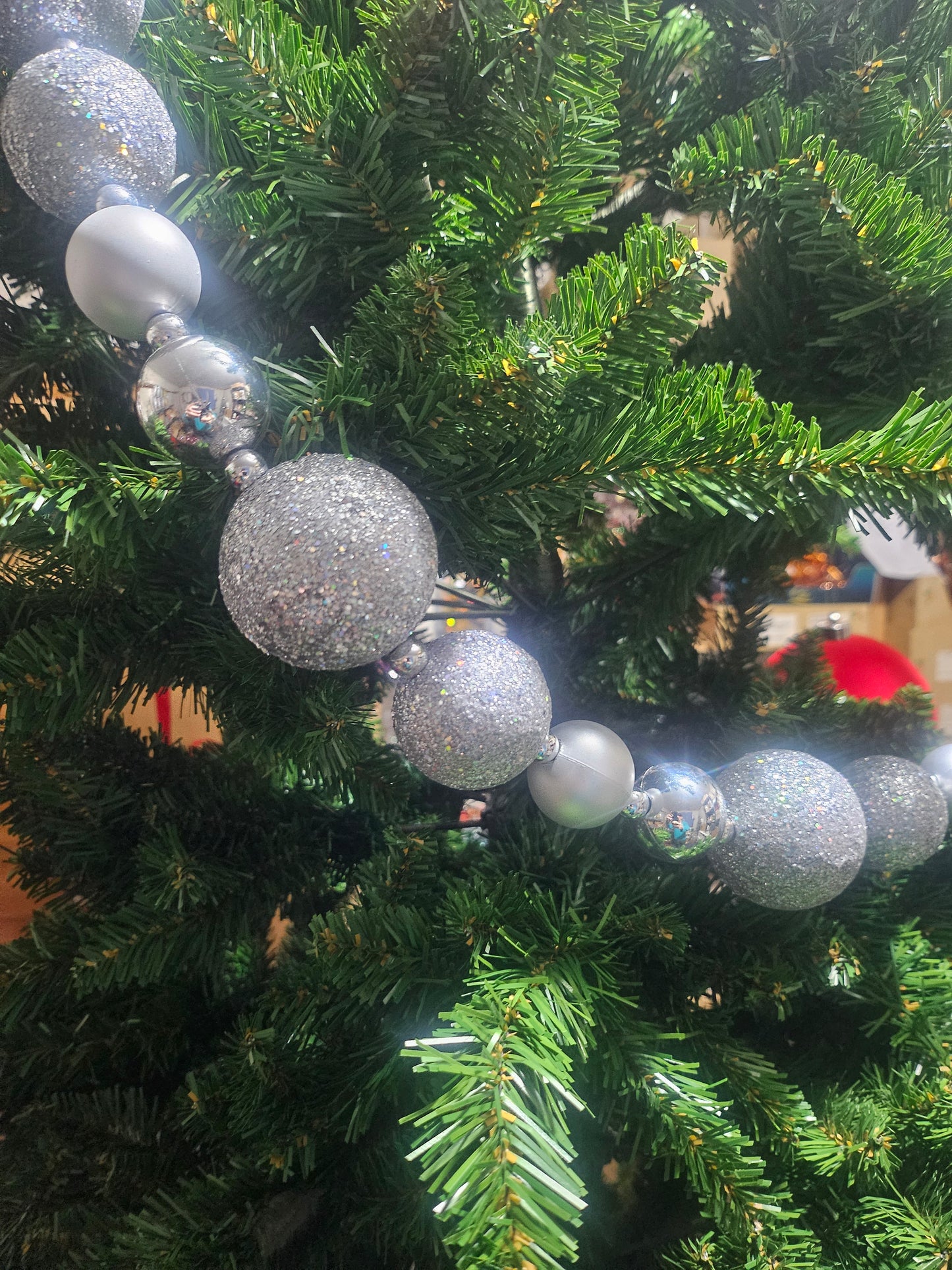 Lenke med Julekuler Sølv 300 cm - Elegant Julepynt