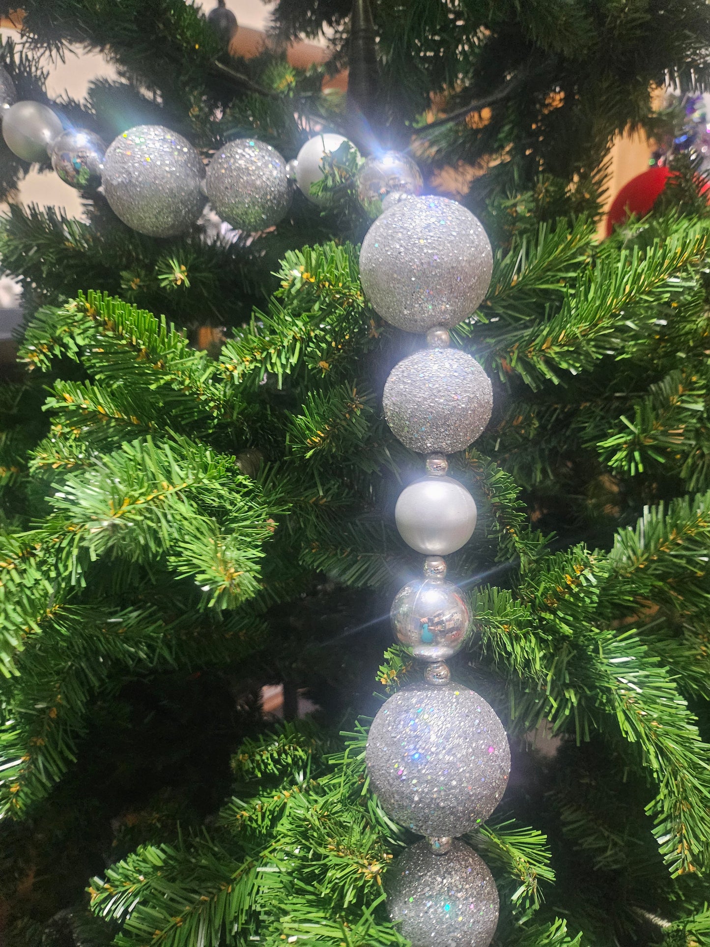 Lenke med Julekuler Sølv 300 cm - Elegant Julepynt