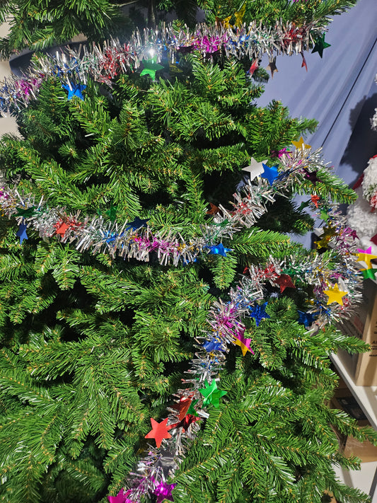 Søvfarget girlander med stjerner - 366 cm